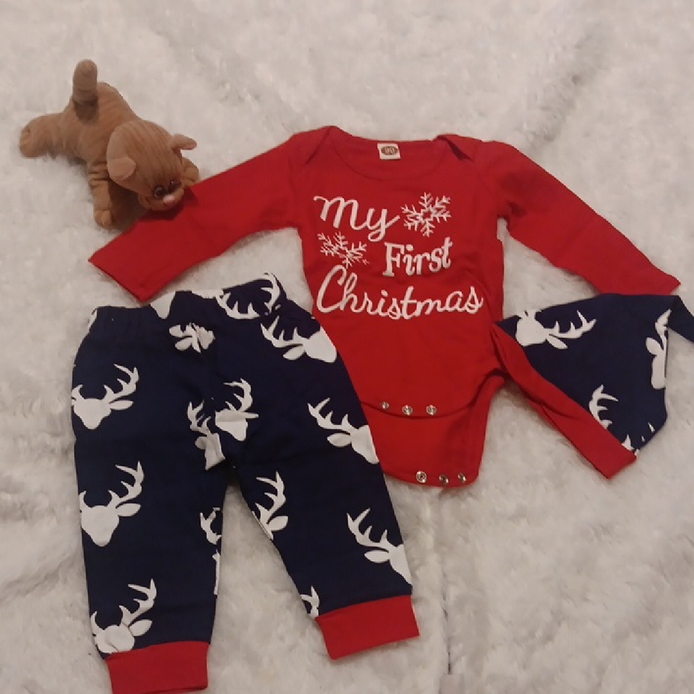 Red 'My First Christmas' Baby Outfit